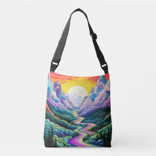Bolsa Ajustável Ilustração de Paisagem Cêntica Artística Colorida