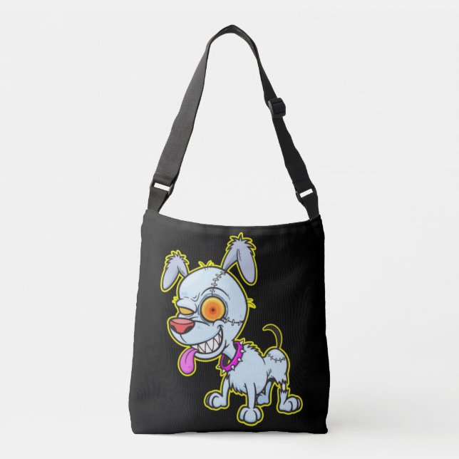 Bolsa Ajustável Ilustração Sassy Cranky Zombie Dog (Frente)