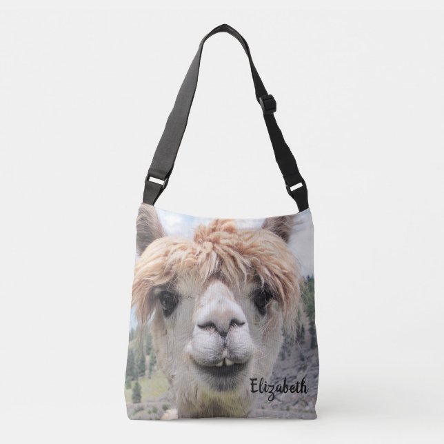 Bolsa Ajustável Imagem de sorriso bonito da foto da alpaca (Frente)