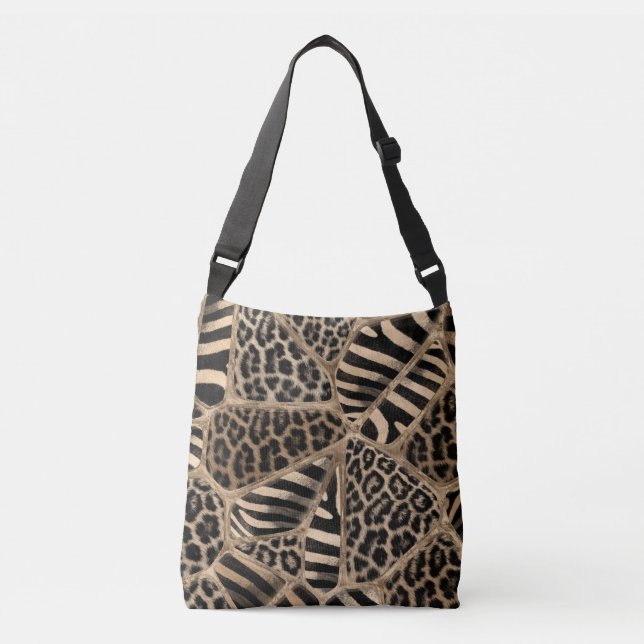 Bolsa Ajustável Impressão animal - Leopardo e Zebra - ouro pastel (Frente)