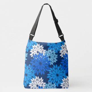 Bolsa Ajustável Impressão, azul, Aqua & marinho florais modernos