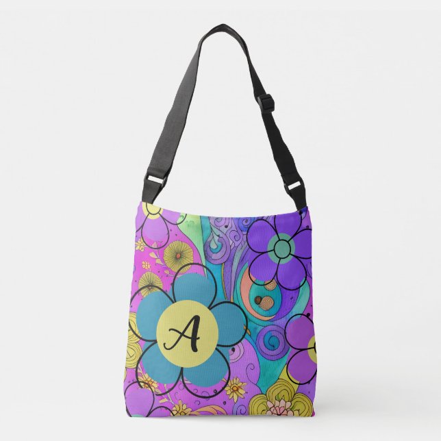 Bolsa Ajustável Impressão de Flor Colorida Boho (Frente)