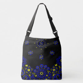 Bolsa Ajustável Impressão de Paisley Bandanna, azul e amarelo