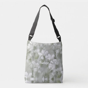 Bolsa Ajustável Impressionista Branco Arte Botânica com Nome