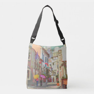 Bolsa Ajustável Impressionista Ruas Traseiras de Viagem Art de Chi