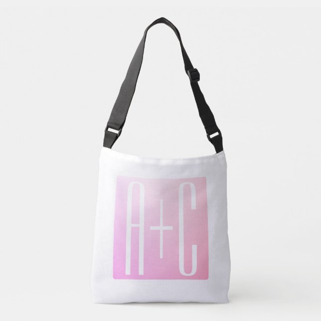 Bolsa Ajustável Iniciais do casal | Gradação Rosa Sutil (Frente)