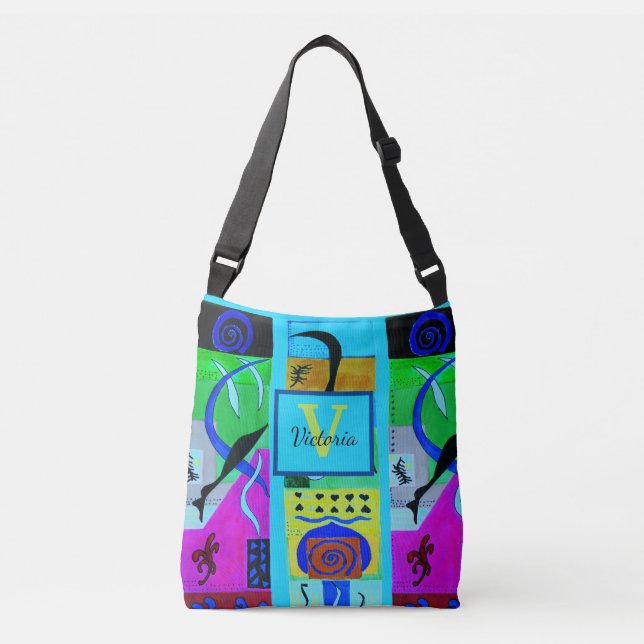 Bolsa Ajustável Inspiração Abstrato de Moda Azul do Matisse (Frente)