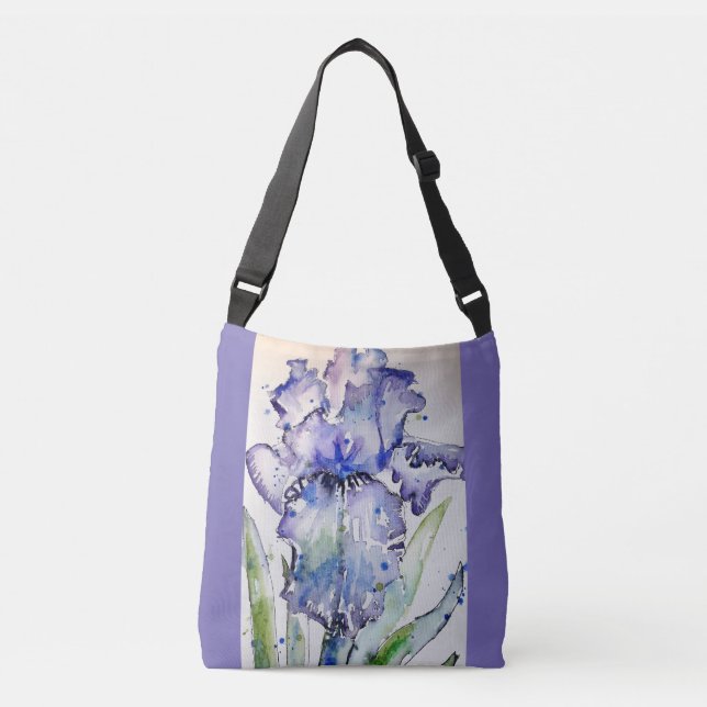 Bolsa Ajustável Íris Roxo Irrises Watercolor Bag (Frente)