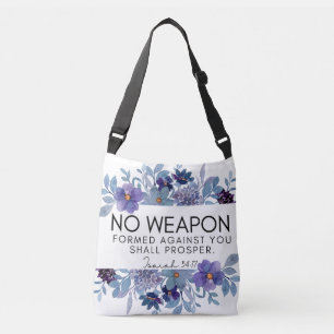 Bolsa Ajustável Isaiah 54:17 Sem Arma Cristã Roxo Floral