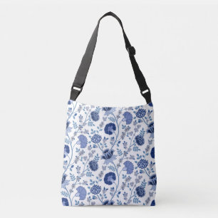 Bolsa Ajustável Jacobean Floral Big Pattern Blue em branco