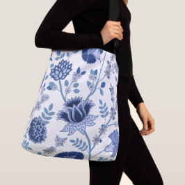 Bolsa Ajustável Jacobean Floral Lg Pattern Blue em Branco