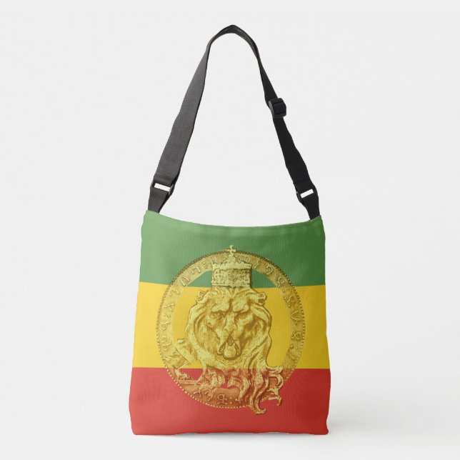Bolsa Ajustável Jah Rastafari Leão de Judah Cross Body Bag (Frente)