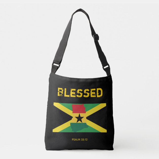 Bolsa Ajustável JAMAICA GHANA FLAG Abençoada Escritura de Patrimôn (Frente)