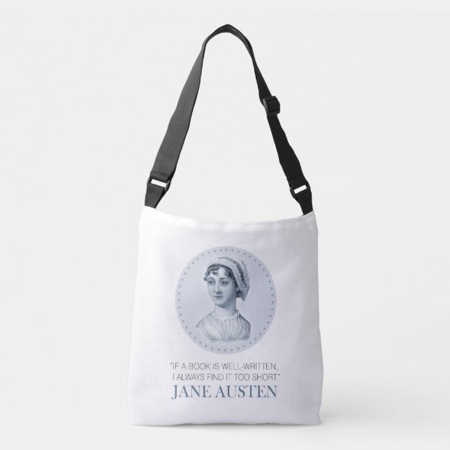 Bolsa Ajustável Jane Austen Retrato e Citação na Leitura (Frente)