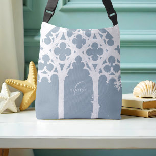 Bolsa Ajustável Janela Gótica Tipografia Clássica Elegante Azul Ci