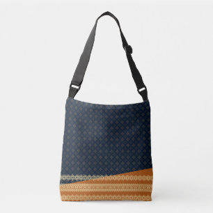 Bolsa Ajustável Japanese Tortoise and Diamond Pattern Gold Navy
