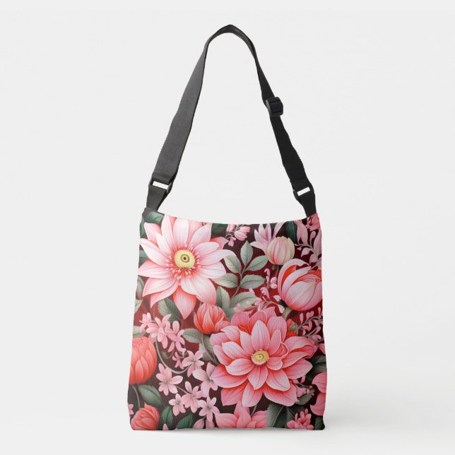 Bolsa Ajustável Jardim de Flores Botânicas Antigas em Flor (Frente)