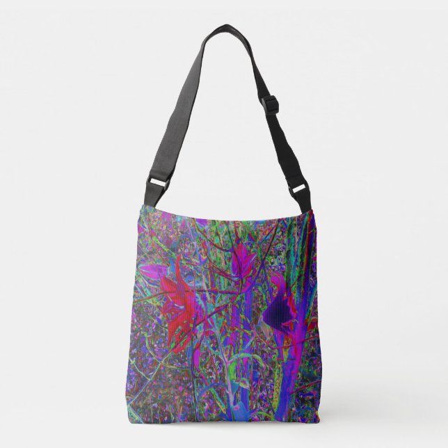 Bolsa Ajustável Jardim de Lírios Cores de Arco-Íris Abstrato Psico (Frente)