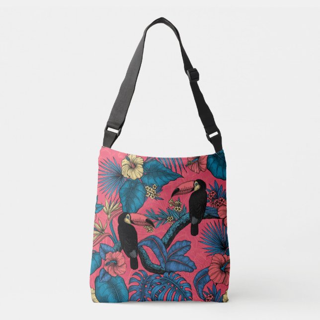Bolsa Ajustável Jardim tucano em vermelho e azul (Frente)