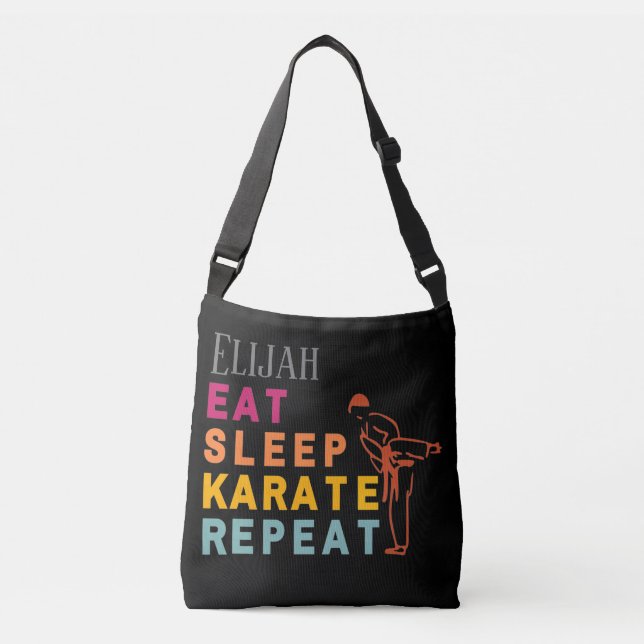 Bolsa Ajustável Karate Silhouette Japão Modern Trendy Black (Frente)