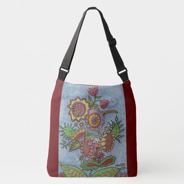 Bolsa Ajustável Kitsa na Flores da Arte Popular Ucraniana (Frente)