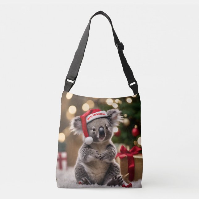 Bolsa Ajustável Koala Bear Vestindo Santa Hat, (Frente)