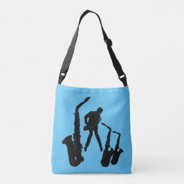 Bolsa Ajustável L Jazzman Black Saxophonist 2 Sax Jazz Blue Bag