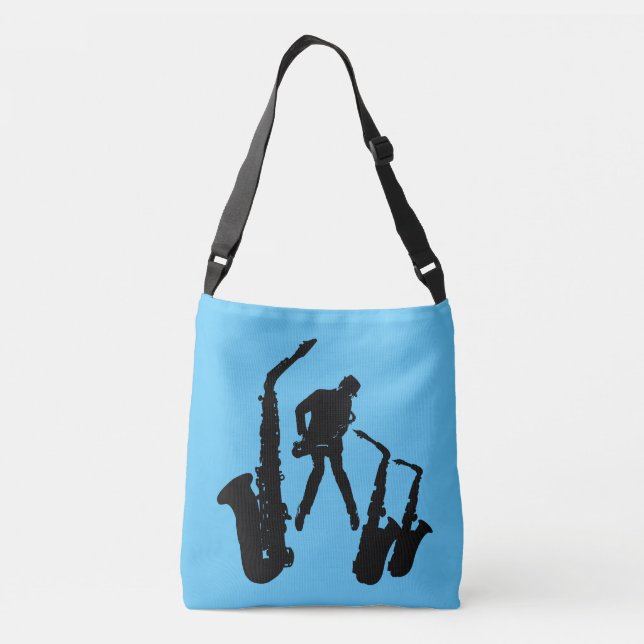 Bolsa Ajustável L Jazzman Black Saxophonist 2 Sax Jazz Blue Bag (Verso)