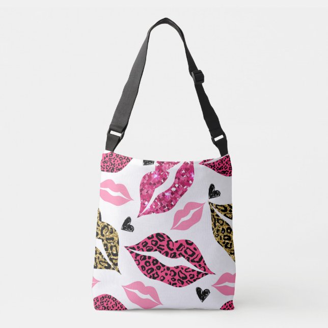 Bolsa Ajustável Lábios reluzentes: Padrão de Moda Leopardo (Frente)
