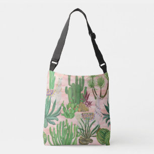 Bolsa Ajustável Lamas de aquarelas e cactos.