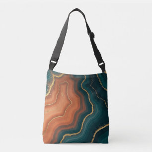 Bolsa Ajustável Laranja Azul e Inspirado em Geodo Dourado