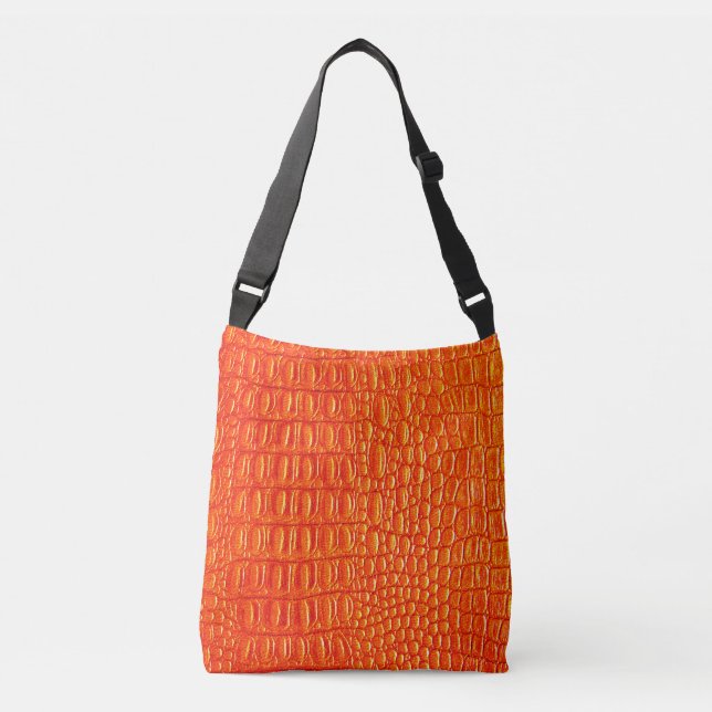 Bolsa Ajustável Laranja Crocodilo de couro impressão (Frente)
