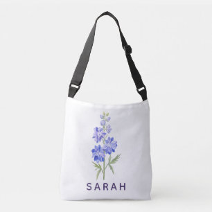 Bolsa Ajustável Larkspur aquarela realeza Nome Personalizado