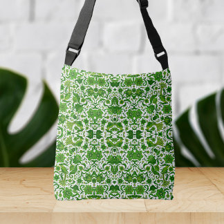 BOLSA AJUSTÁVEL LEAF GREEN VINTAGE TROPICAL FOLPICAL ART IMPRESSÃO