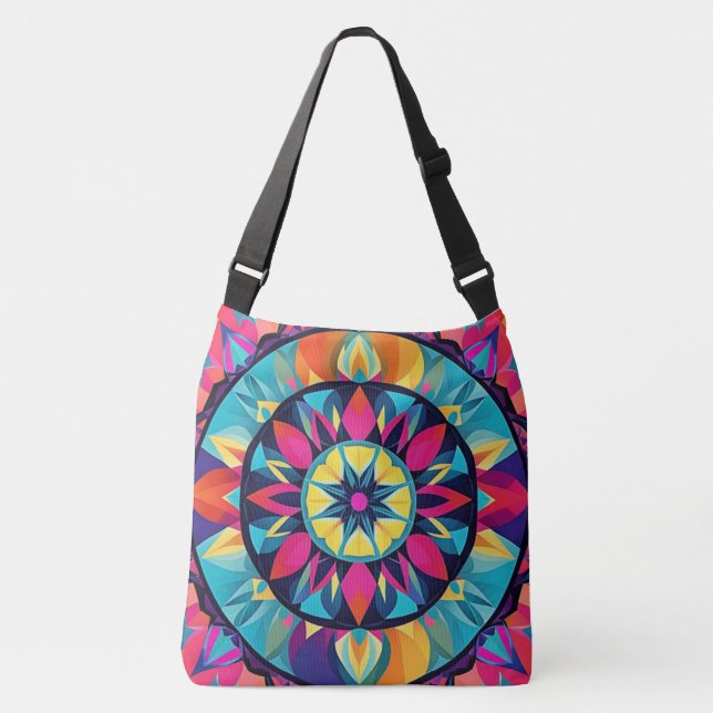 Bolsa Ajustável Legal Caleidoscópio Aztec Design, Padrão Azul Rosa (Frente)