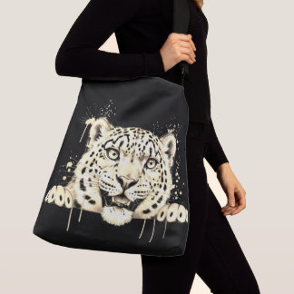 Bolsa Ajustável Leopardo-das-neves Espiando em Aquarela