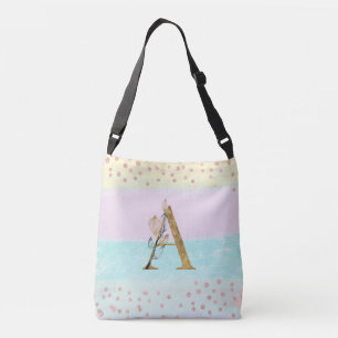 Bolsa Ajustável *~ LETRA A - Monograma de cores Douradas do Pastel