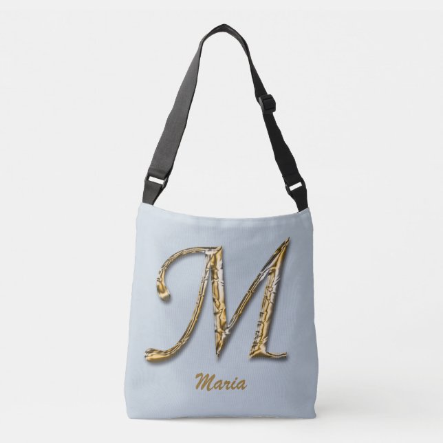 Bolsa Ajustável Letra Dourada sofisticada Elegante M Monograma (Frente)