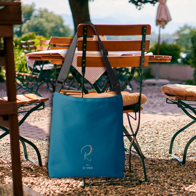 Bolsa Ajustável Letra monográfica aquosa R azul escuro enfermeiro (Criador carregado)