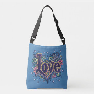 Bolsa Ajustável Letra Psychedelic Boho Love com Destaque Floral