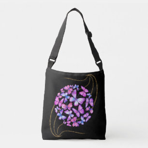 Bolsa Ajustável Lindas Borboletas de Aquarela com Bling Dourado