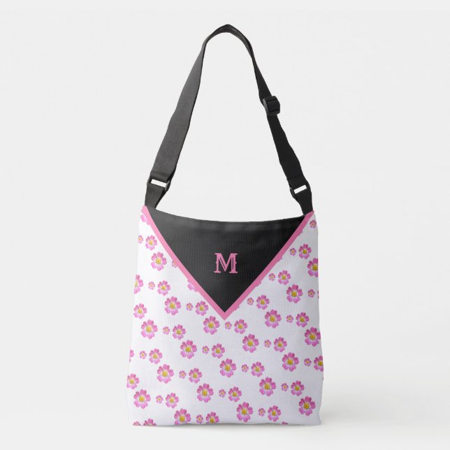 Bolsa Ajustável Lindo Padrão de Flor Rosa (Frente)