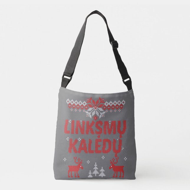 Bolsa Ajustável Linksmu Kaledu Lituano - Presente de Natal Feliz (Frente)
