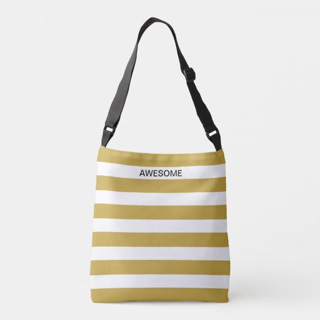 Bolsa Ajustável Listrado moderno dourado e branco (Verso)