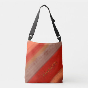 Bolsa Ajustável Listras de Pêssego Terracota Nome Personalizado 