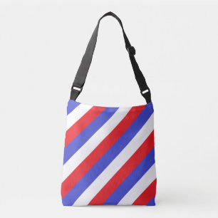 Bolsa Ajustável Listras diagonais brancas azuis vermelhas
