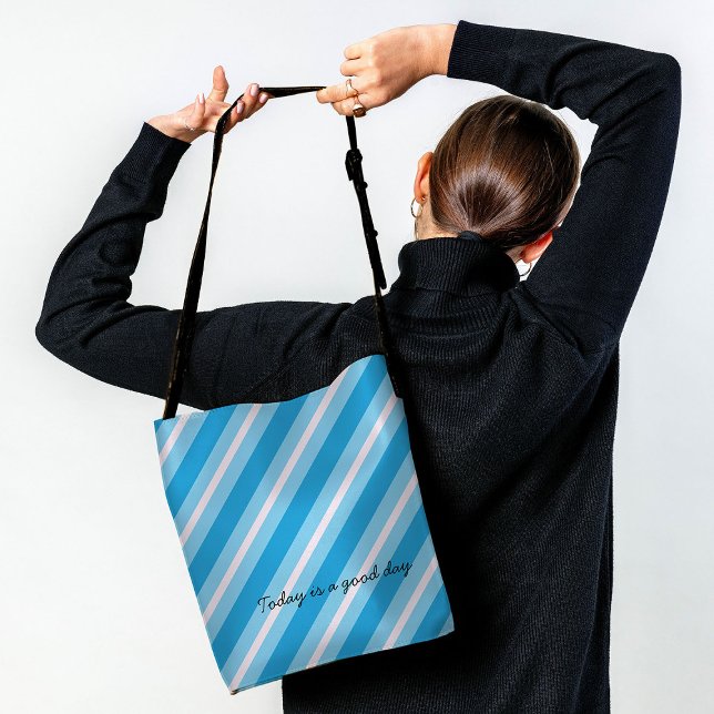 Bolsa Ajustável Listras diagonais rosa Luz Azul (Criador carregado)