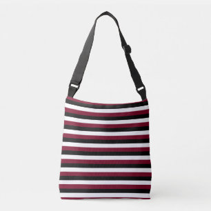 Bolsa Ajustável Listras Vermelhas Burgundy Pretas Brancas