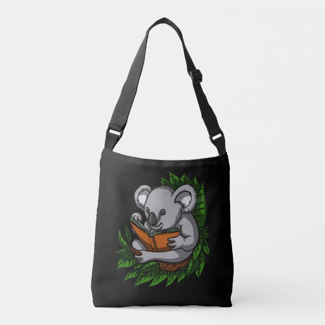 Bolsa Ajustável Livro De Urso Koala Lendo Animal Cuado (Frente)