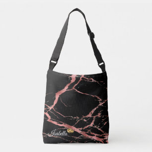 Bolsa Ajustável Lixura, cor-de-rosa, mármore preto, adicionar text